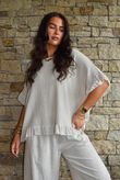 Frame Hopsack Frill Box Top Washed Stone
